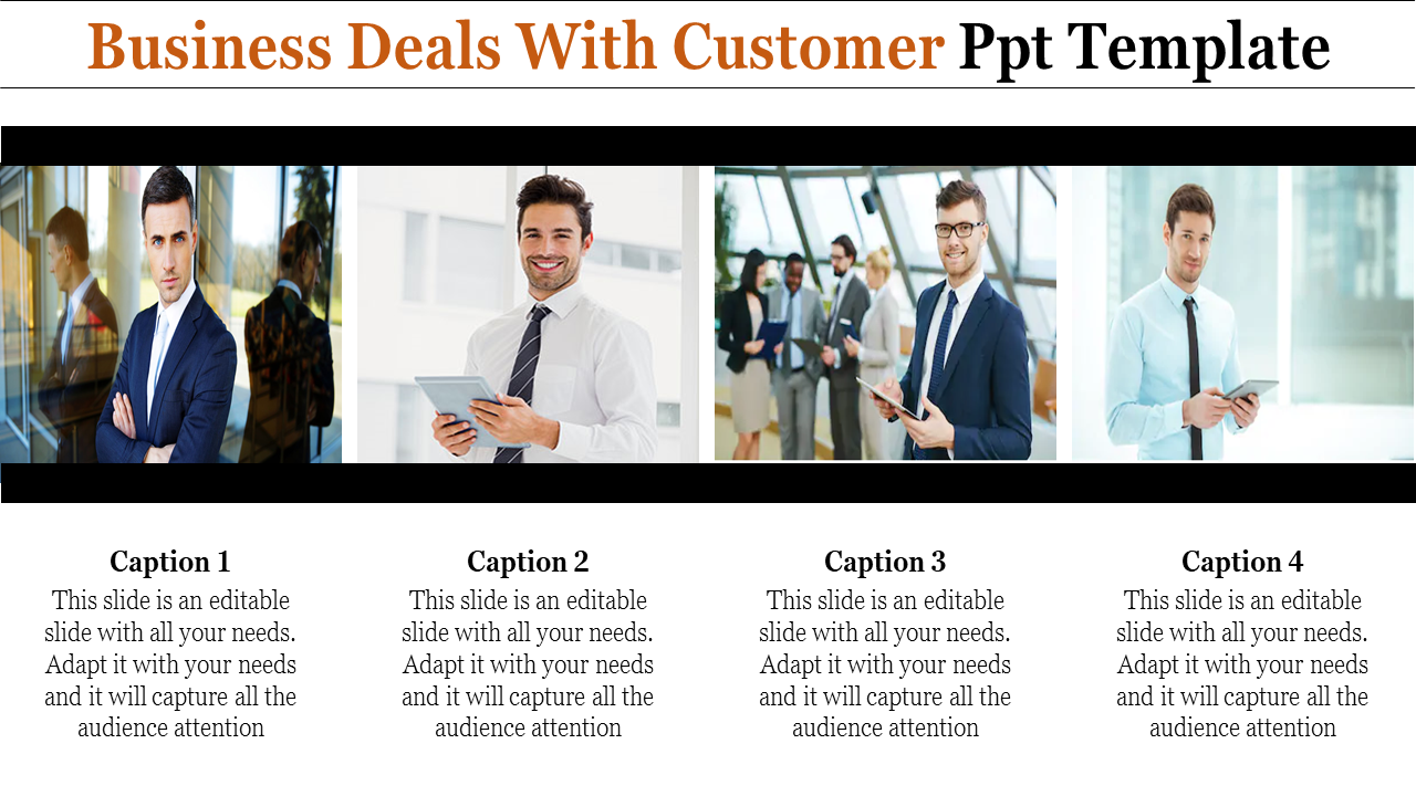Horizontal Business deals with customers PPT and Google Slides